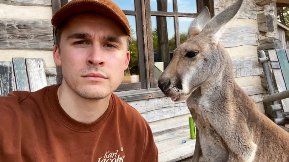 Ludwig taking a selfie with a kangaroo