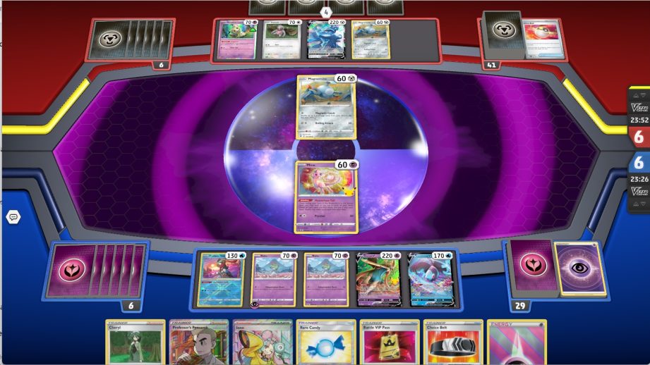 Pokemon TCG Live gameplay with Mew and Magnemite