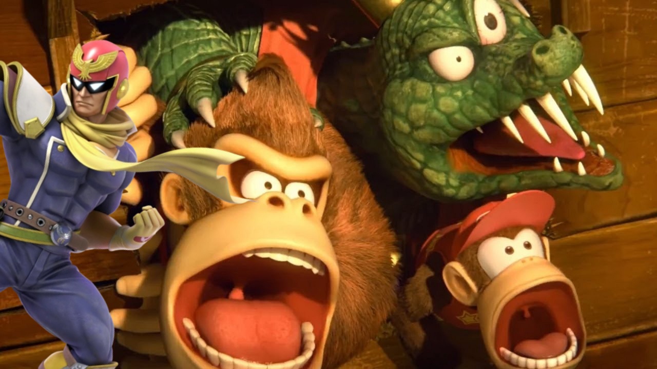 Donkey Kong, Diddy Kong, King K. Rool and Captain Falcon