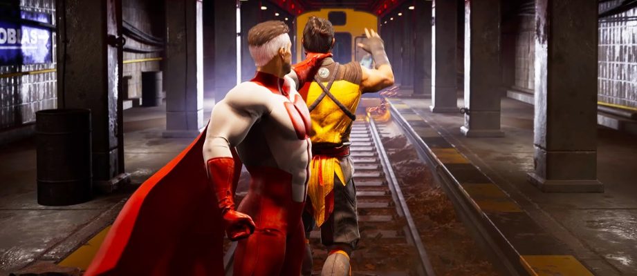 omni-man train scene from invincible in mortal kombat 1