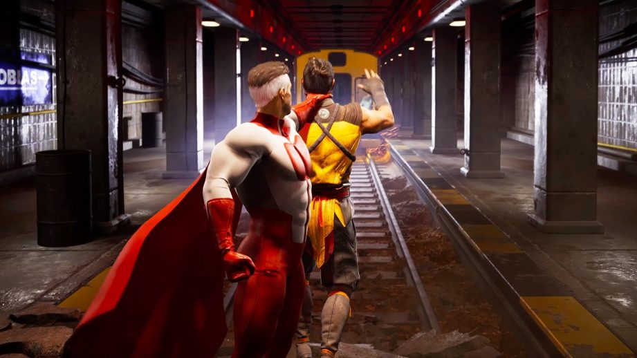 omni-man train scene from invincible in mortal kombat 1