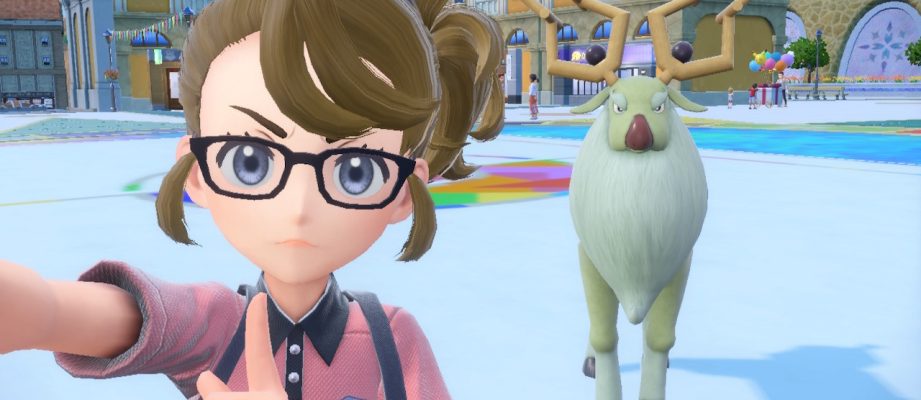 pokemon scarlet and violet trainer with wyrdeer