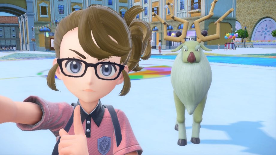 pokemon scarlet and violet trainer with wyrdeer