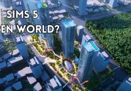 map of the sims 5 open world with text overlay