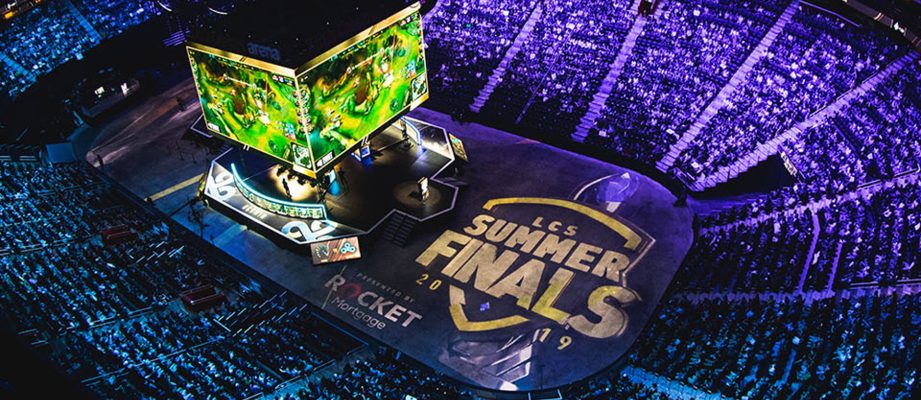 drone shot of LCS finals league of legends esports