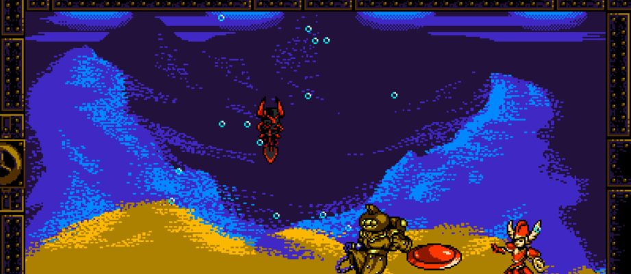 A boss fight in the 2D platformer, Shovel Knight