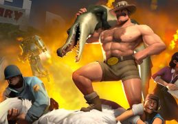 Saxton Hale and TF2 cast