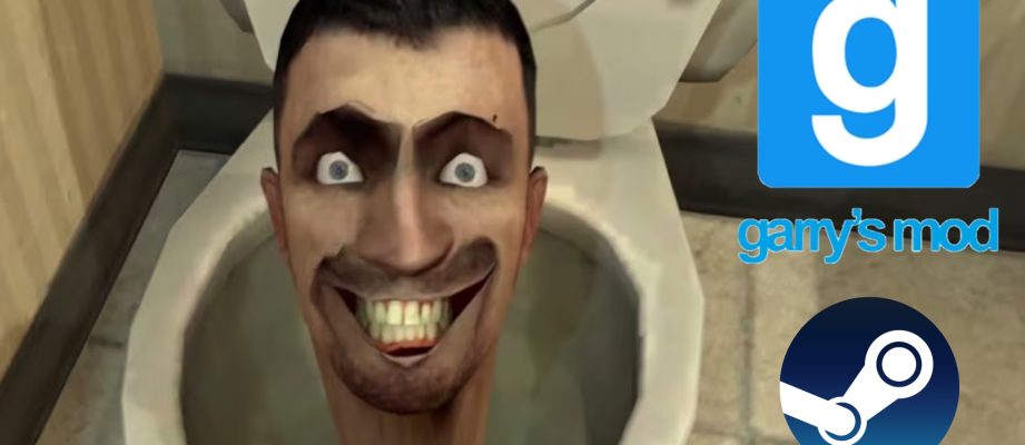 Skibidi toilet with gmod and steam logo
