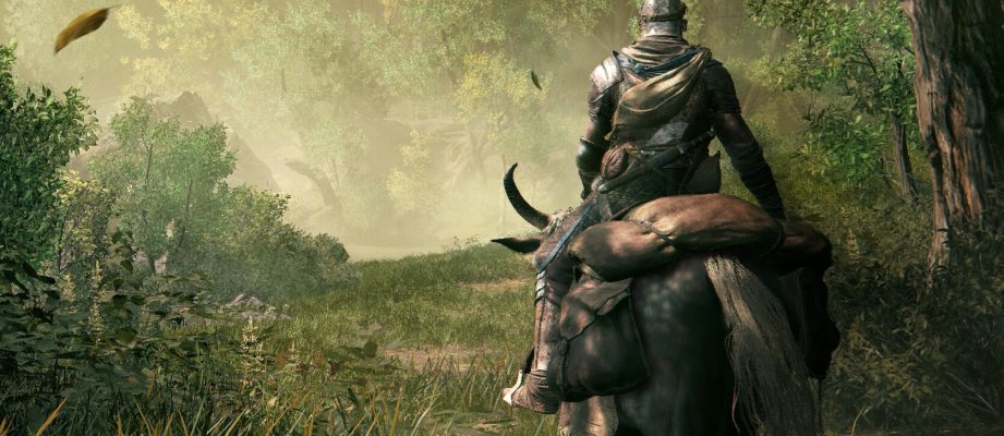 A character rides Torrent in Elden Ring