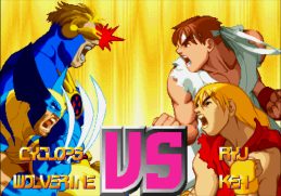 Marvel vs Capcom X-Men fighting Street Fighter characters