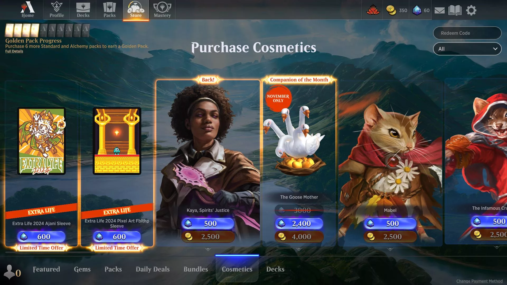 mtg arena cosmetics store