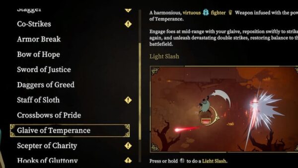 Glaive of Temperance in 33 Immortals